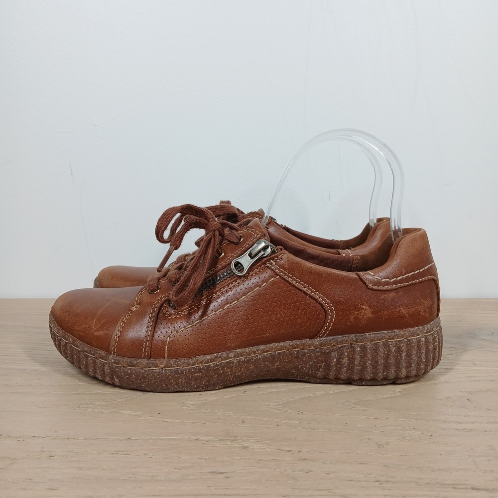 Clarks Collection Sneakers Womens 7 Brown Leather Platform Creeper Comfort Retro